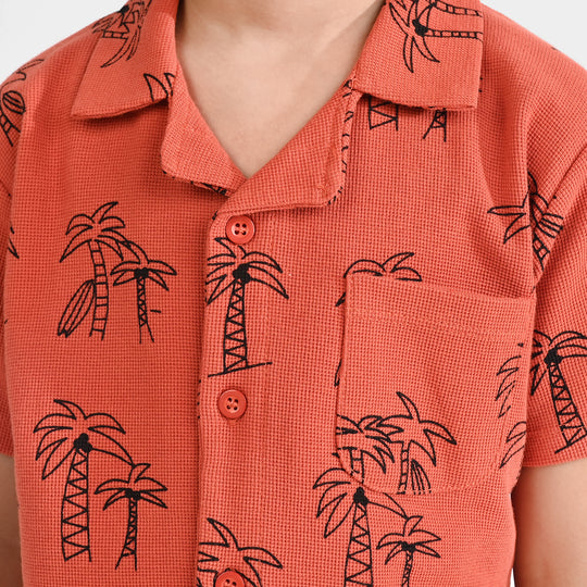 Boys Thermal 2 Piece Suit Palm Tree-Orange Rust