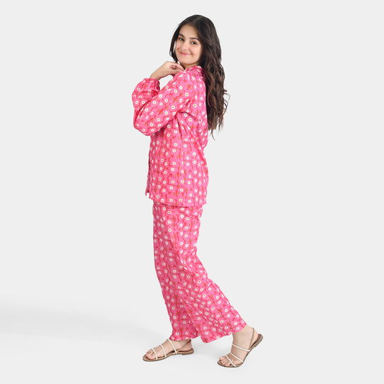 Teen Girls Cotton Co-Set-Pink