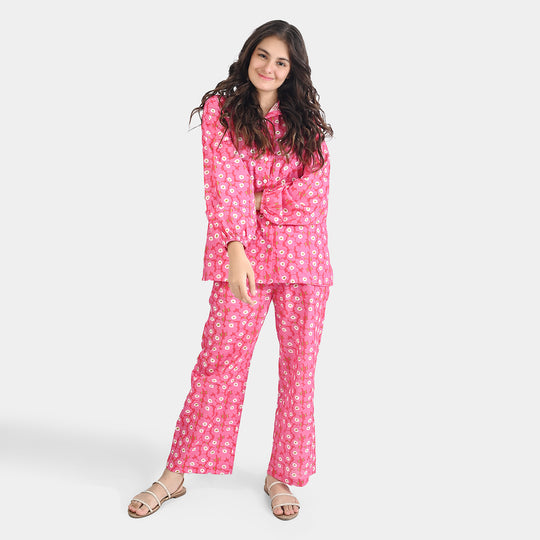 Teen Girls Cotton Co-Set-Pink