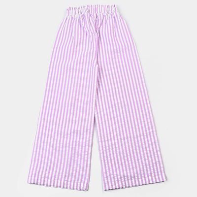 Girls Cotton Pant Lilac-L.Stripe