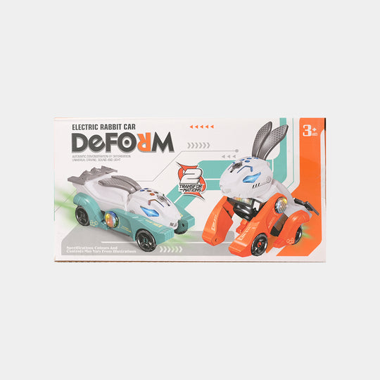 Transforming Rabbit Robot Car with Light & Sound Toy for Kids