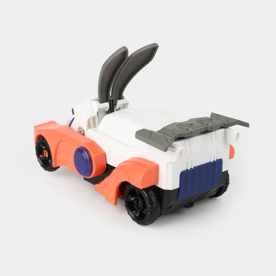 Transforming Rabbit Robot Car with Light & Sound Toy for Kids
