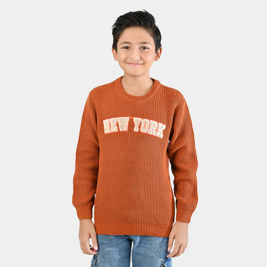 Boys Feather-Acrylic Sweater-New York-BROWN