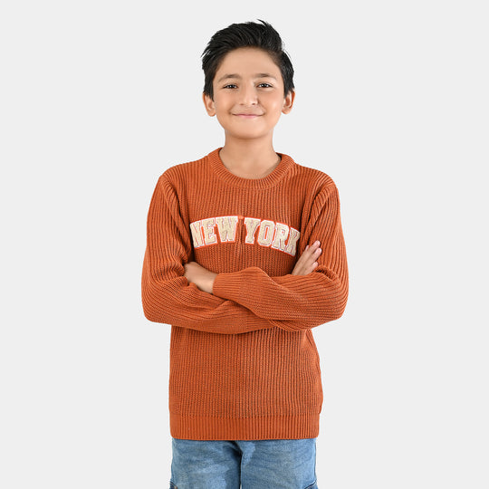 Boys Feather-Acrylic Sweater-New York-BROWN