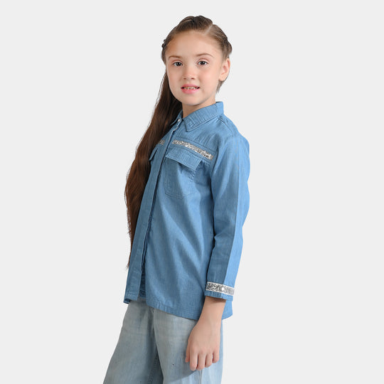 Girls Denim rigid Emb Top Sequins Style-Blue