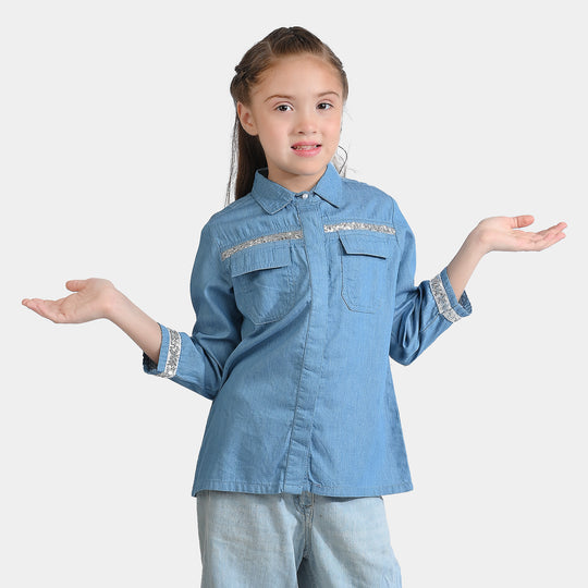 Girls Denim rigid Emb Top Sequins Style-Blue