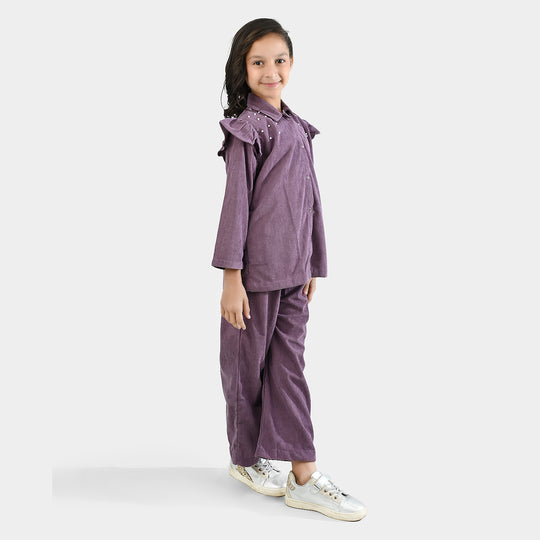 Girls Corduroy Co-Ord Set-LAVENDER