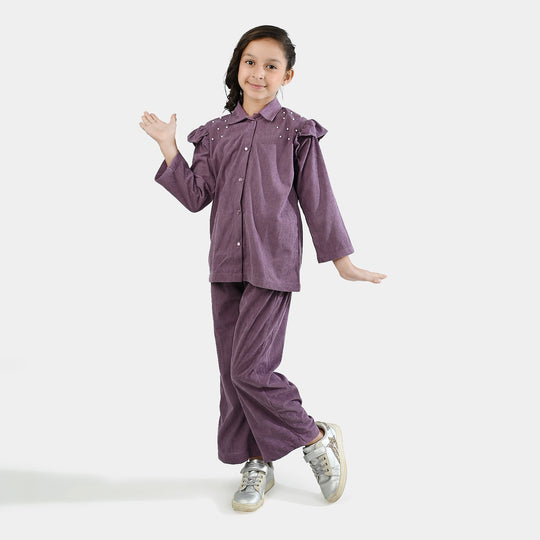 Girls Corduroy Co-Ord Set-LAVENDER