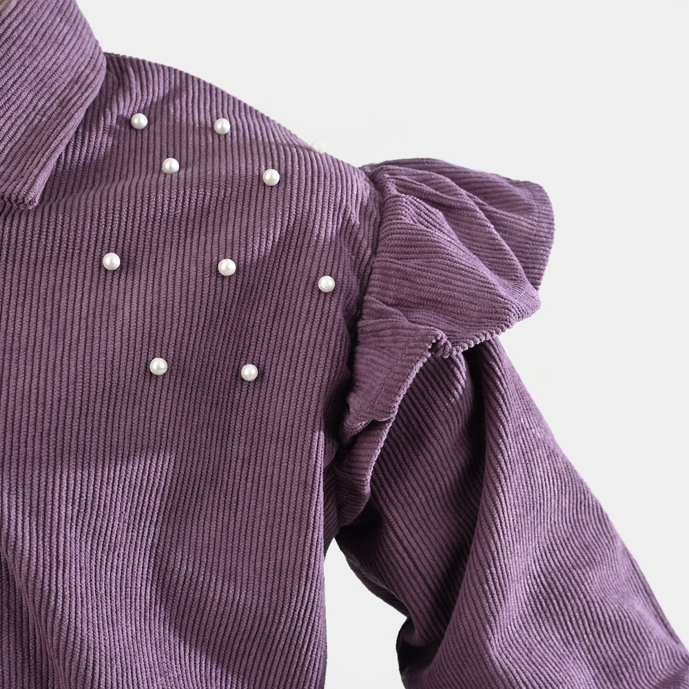 Girls Corduroy Co-Ord Set-LAVENDER