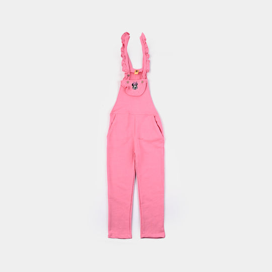 Girls Cotton Terry Dangri-Pink
