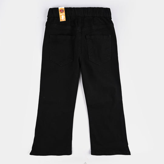 Girls Denim Stretch HEARTS-BLACK