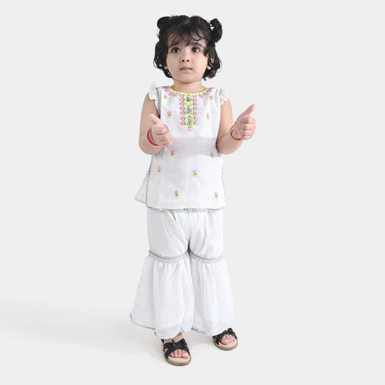 Infant Girls Chiffon 2PC Suit  Noor-e-Dil-W/Silver