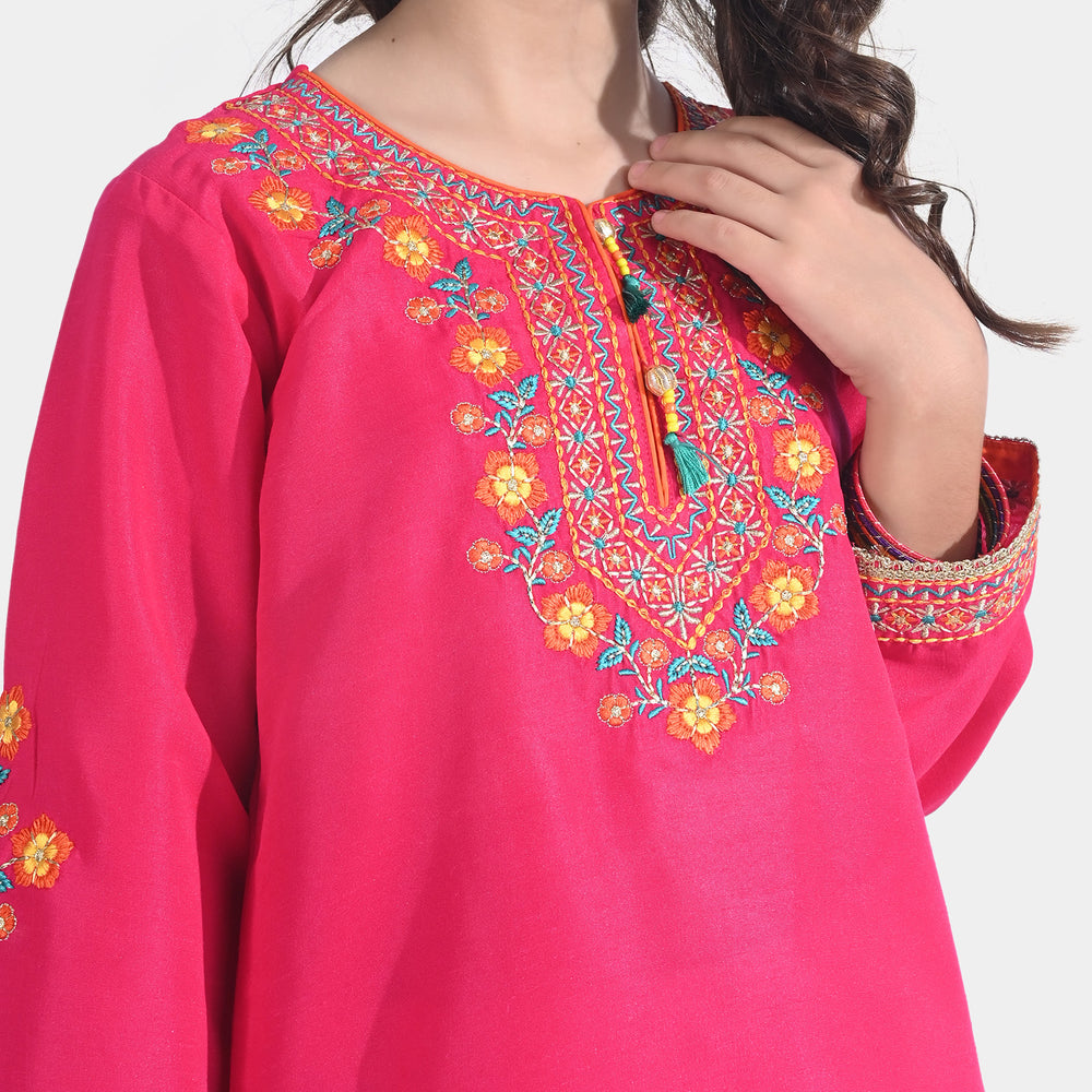 Girls Cotton Viscose 3Pcs Suit Zara | Hot Pink