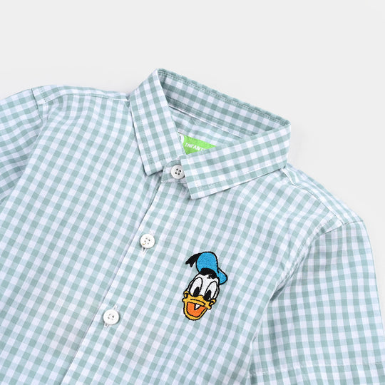 Infant Boys Yarn Dyed Shirt H/S (Donald) - Blue Check