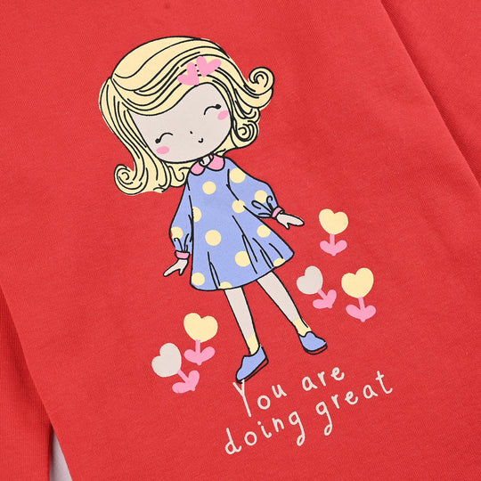 Infant Girls Cotton Jersey T-Shirt F/S Great-Chines.Red