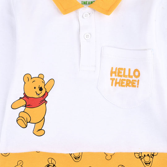 Infant Boys Cotton Interlock Romper F/S-White