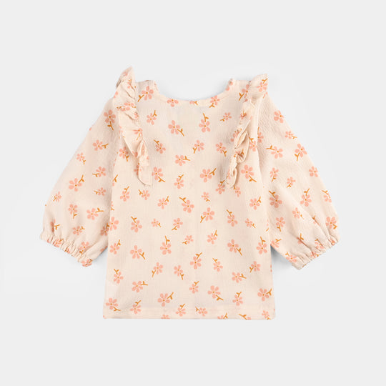 Infant Girls Chiffon 2 Pc Suit-Textured Flora-OFF-White