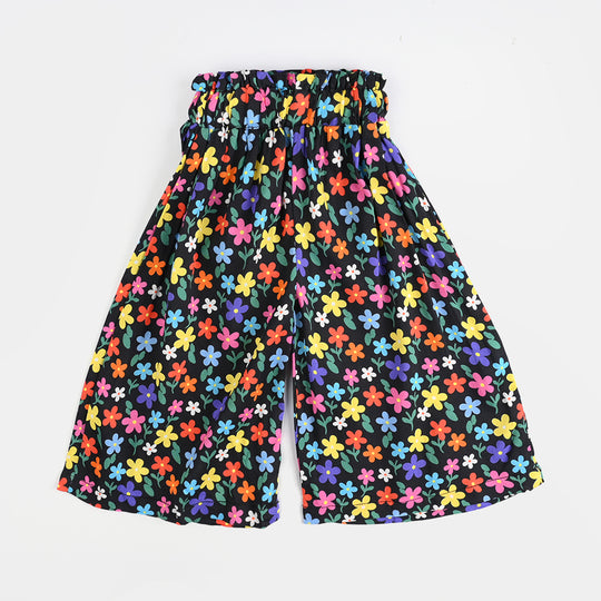 Infant Girls Cotton Viscose Printed Culotte-BLACK
