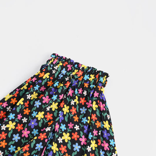 Infant Girls Cotton Viscose Printed Culotte-BLACK