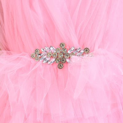 Girls Net Fancy Frock Princess-Pink