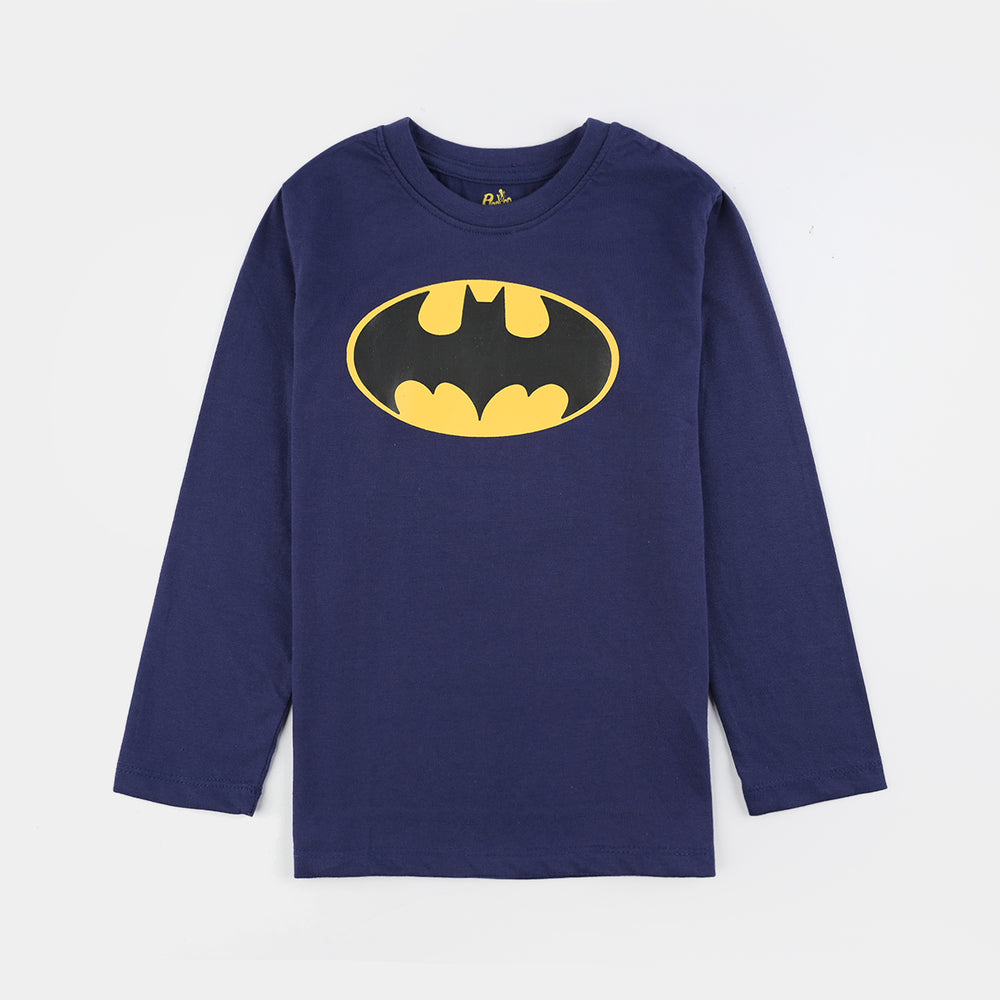 Boys Poly Cotton Jersey Knitted Nightwear Dark Knight-Navy Blue