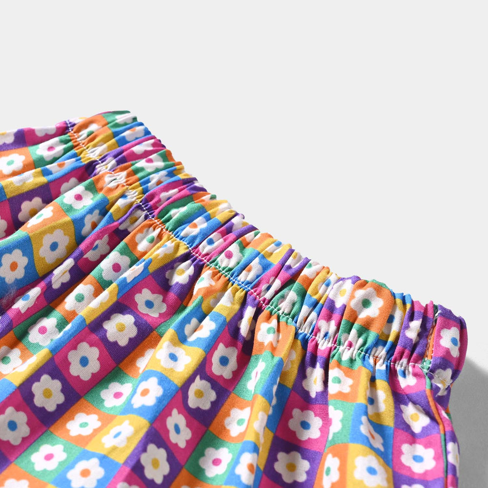 Infant Girls Cotton Poplin Short Skirt Cubes-Multi