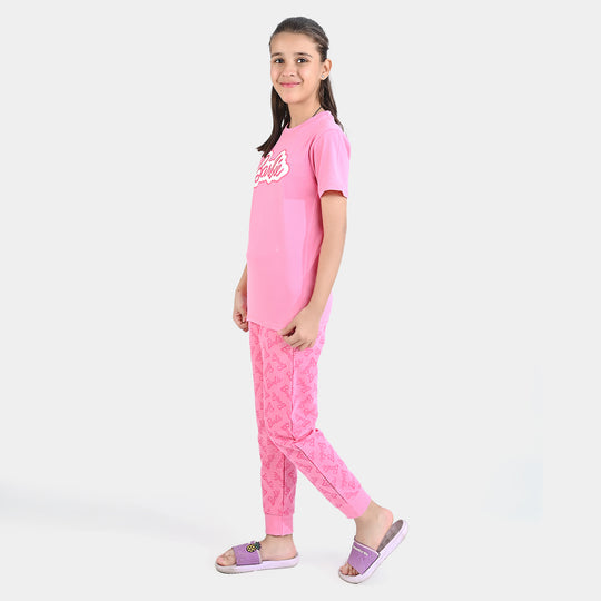 Girls Jersey/Terry 2 Piece Suit - Pink