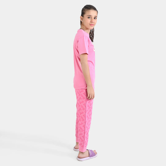 Girls Jersey/Terry 2 Piece Suit - Pink
