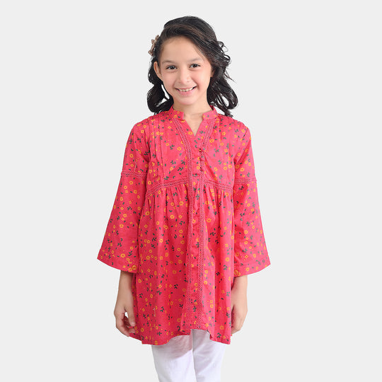 Girls Cotton Poplin Casual Frock Day Lilly-Pink