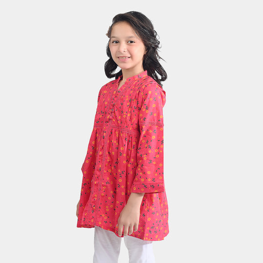 Girls Cotton Poplin Casual Frock Day Lilly-Pink