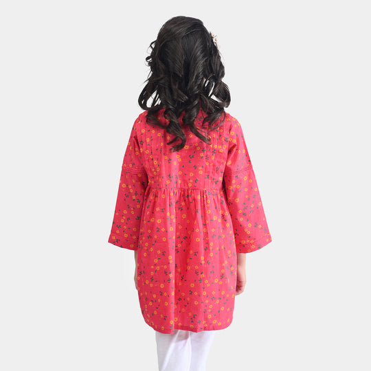 Girls Cotton Poplin Casual Frock Day Lilly-Pink