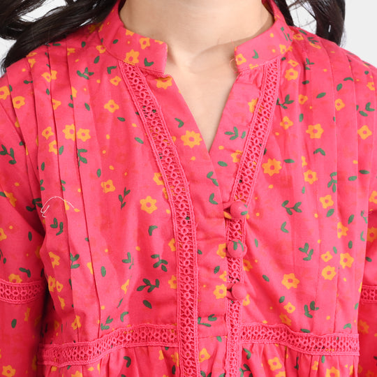 Girls Cotton Poplin Casual Frock Day Lilly-Pink