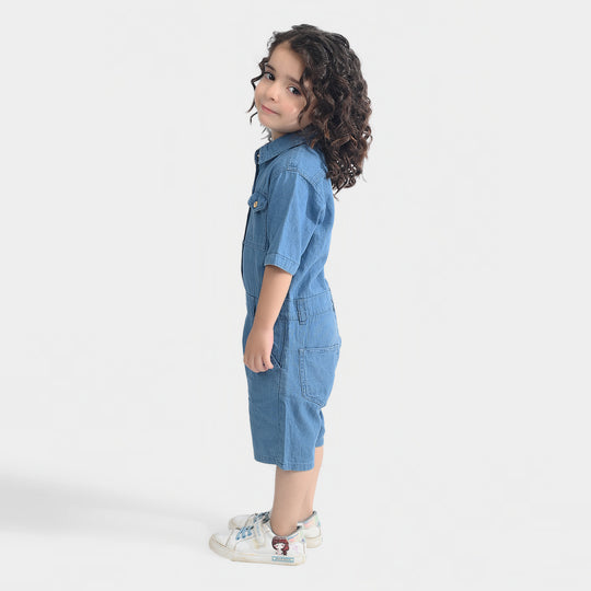 Girls Denim rigid Dungaree Cutest-Light Blue