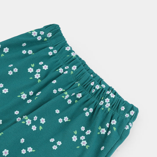 Girls Rib Printed Tight Flower