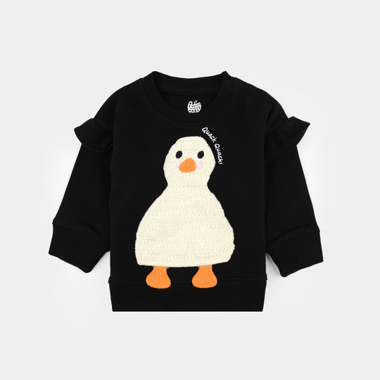 Infant Girls Cotton Terry Sweatshirt Duck-BLACK