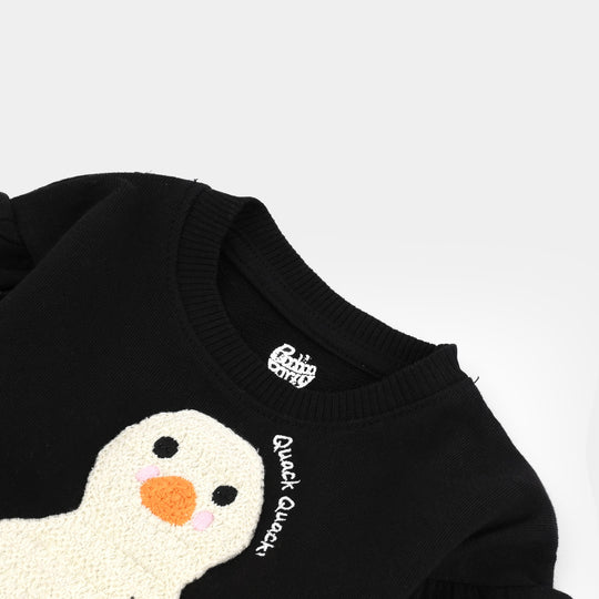 Infant Girls Cotton Terry Sweatshirt Duck-BLACK