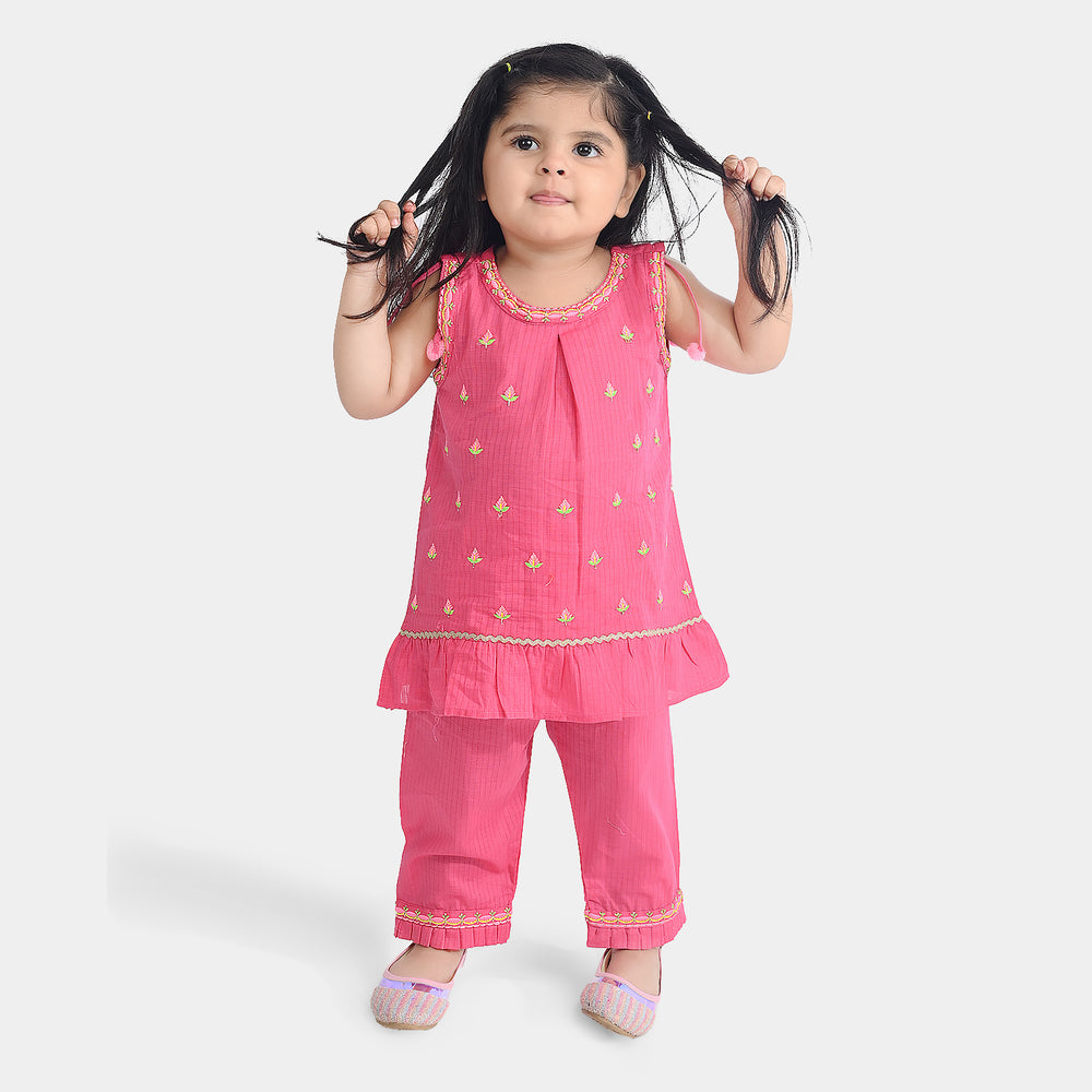 Infant Girls Cotton Emb 2Pcs Orchid-Pink
