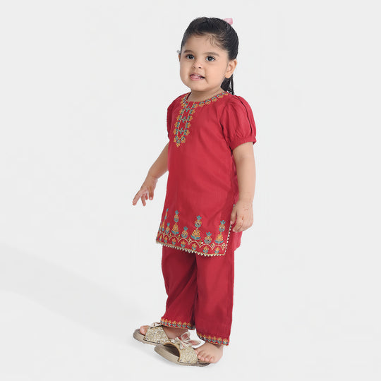 Infant Girls Chiffon 2Pcs Maha Rani-Red