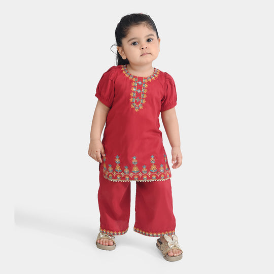 Infant Girls Chiffon 2Pcs Maha Rani-Red