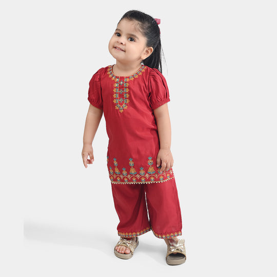 Infant Girls Chiffon 2Pcs Maha Rani-Red