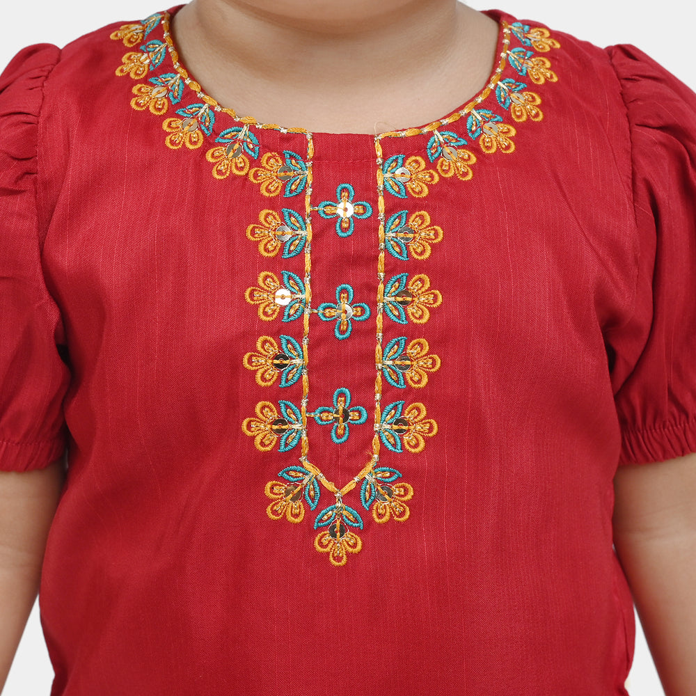 Infant Girls Chiffon 2Pcs Maha Rani-Red