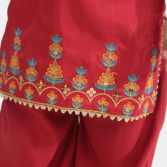 Infant Girls Chiffon 2Pcs Maha Rani-Red