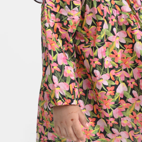 Infant Girls Cotton Poplin Printed 2Pcs Black Beauty-Multi