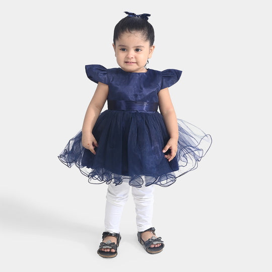 Infant Girls Net Fancy Frock All Day-Navy Blue