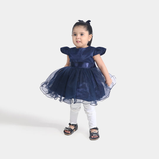 Infant Girls Net Fancy Frock All Day-Navy Blue