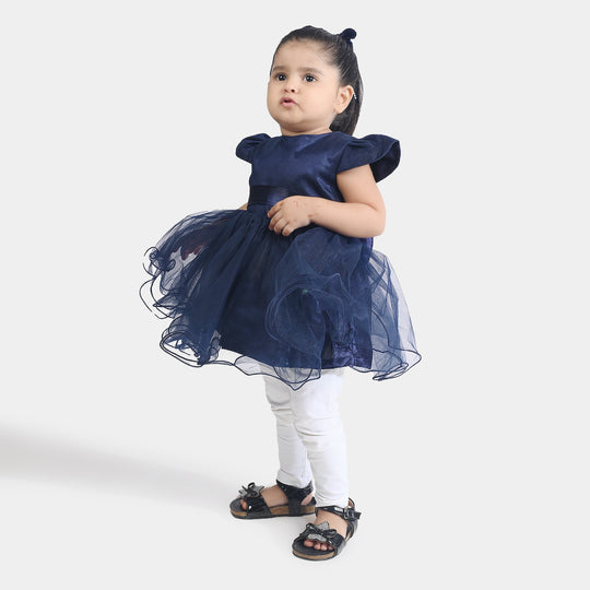 Infant Girls Net Fancy Frock All Day-Navy Blue