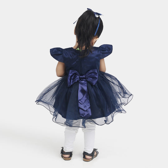 Infant Girls Net Fancy Frock All Day-Navy Blue
