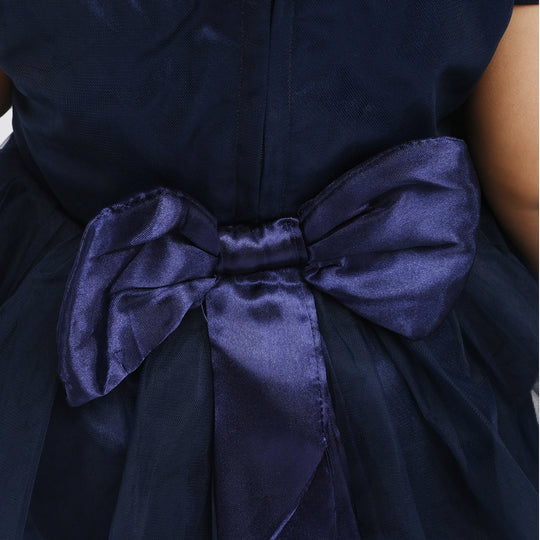 Infant Girls Net Fancy Frock All Day-Navy Blue