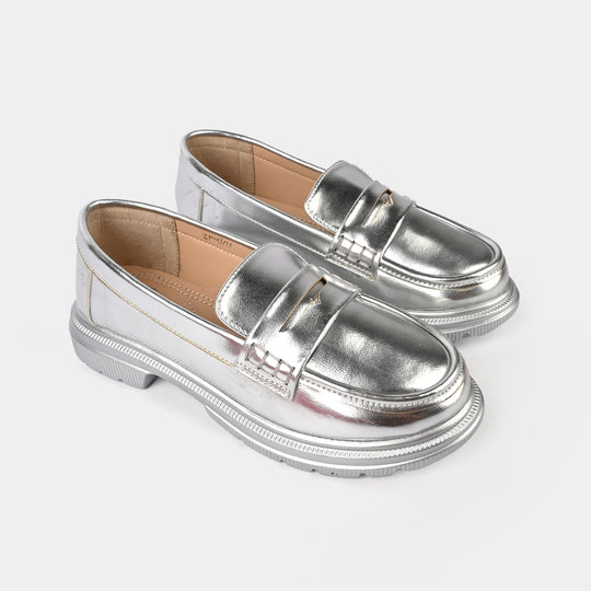 Girls Loafer ZP-070-SILVER