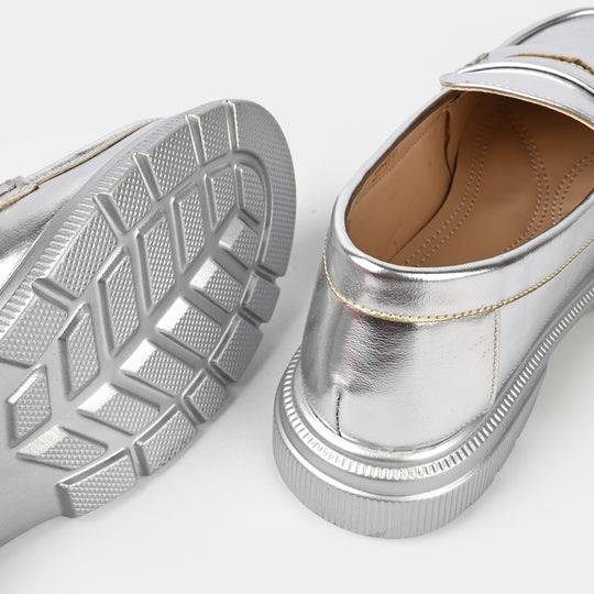 Girls Loafer ZP-070-SILVER